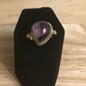 SIZE 10 Amethyst 925  STERLING SILVER PLATED RING